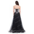 Grace Karin 2016 Fashion Andar Comprimento Sexy Black Strapless Beaded Long baratos Prom Dresses Rhinestone CL3107-1